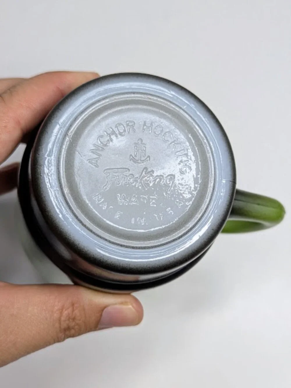 Vintage Fire-King Avocado Green Black Stacking Mugs Set of 3